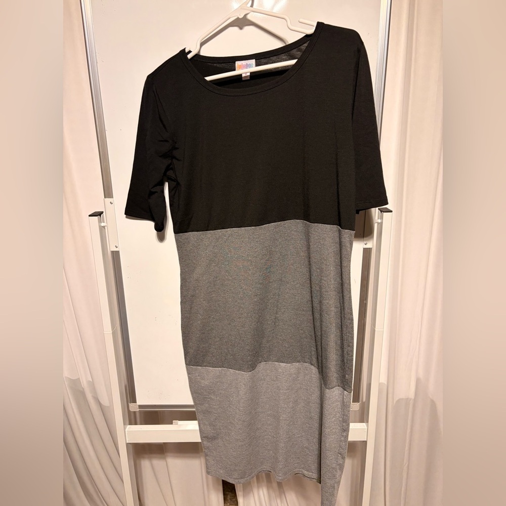 LuLaRoe Two-Tone Black and Gray Maxi Dress